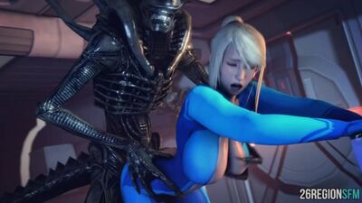Rule34 metroid samus vs xenomorph (zero suit)