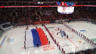 Кубок Первого канала 2018 Россия-Чехия. Выход Наших на площадку. Гимны.