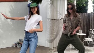 Маргарет Куэлли и Кейтлин Дивер танцуют (Margaret Qualley and Kaitlyn Dever dance)