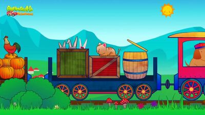 Поезд мультик. Мультики про паровозики. Паровозик с животными. Животные для детей. Детские песни.