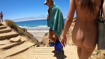 Shy Goth nude trek down