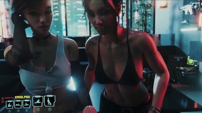 Киберпанк порно, где Джуди Альварез и Панам Палмер трахают похотливого транса