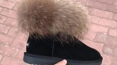 Женские угги с натуральным мехом и замшей