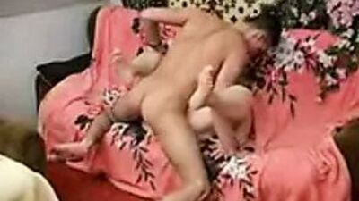 Русская толстая бабушка с внуком