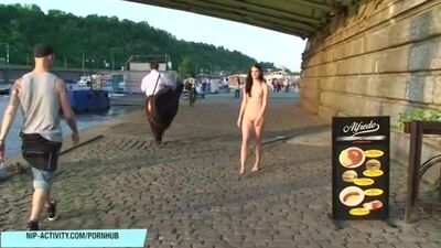 Walking nude in street