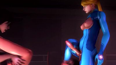Lara Croft x Elizabeth x Samus Aran - futanari; yuri; lesbian; slut; 3D sex porno hentai; [Tomb Raider x BioShock x Metroid]