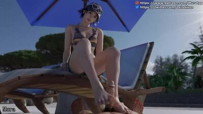 Miharu Hirano - footjob; foot fetish; masturbation; 3D sex porno hentai; (by Mura) [Tekken]