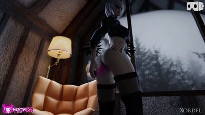 (Sound)Yorha 2B female solo masturbation [NieR: Automata;Porn;Hentai;Dildo;Android;R34;Sex;Blender;порно;секс;хентай;соло]