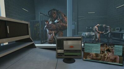 Ashley and Femshep trapped in lab