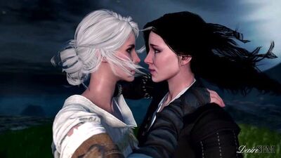 (Sound) Cirilla & Yennefer lesbian kissing - The Kiss - A witcher fan fiction [The Witcher 3;Yuri;R34;SFM;юри;Ведьмак]
