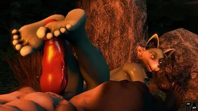 Furry yiff wolf girl footjob porn sex
