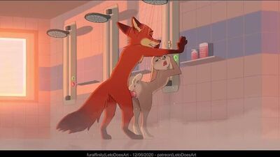 2D Yiff by Letodoesart Furry Porn Sex E621 Straight Nick Judy Fox Rabbit Zootpia porn R34 Rule34 In the shower FYE