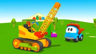 Мультики про машинки Грузовичок Лёва Малыш и Кран. Мультик - конструктор 3D