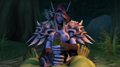 Sylvanas Windrunner x Orc - dark elf; handjob; masturbation; netorare; betrayal; slut; 3D sex porno hentai; [World of Warcraft]