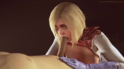 Power Girl - oral sex; minet; blowjob; deepthroat; facefuck; orgasm; 3D sex porno hentai; (by haz3000) [DC Comics]