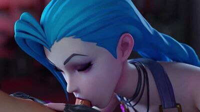 Jinx - oral sex; minet; blowjob; facefuck; deepthroat; small dick; 3D sex porno hentai; [LoL | League of Legends | Arcane]