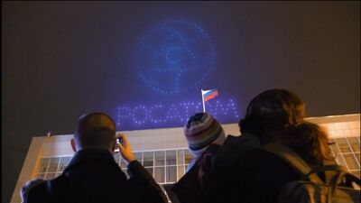 Шоу дронов в честь мирного атома