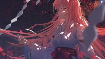 Аниме девушка с розовыми волосами одета в юкату - живые обои для Wallpaper Engine