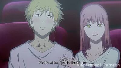 Макима отсосала денжи член в кинотеатре на свидании