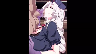 Грудастая крошка-хентай делает минет камшот на лицо