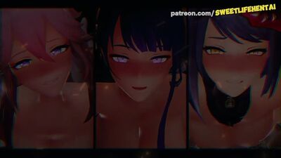 Genshin Impact Fertilization of Inazuma girls - Оплодотворение девушек Инадзумы порно хентай porno hentai