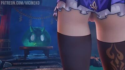 Keqing hunting slime in a different way - Кэцин охотится на слизь по-другому порно хентай porno hentai