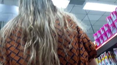 Candid blonde upskirt pantyhose voyeur