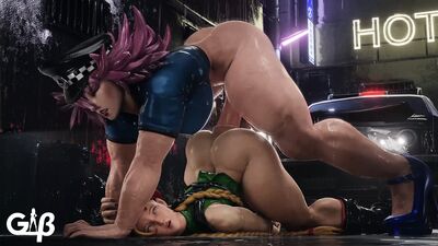 Poison - член Futa слишком большой для Chun Li и Cammy