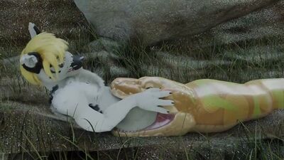 Snake vore furry feet first