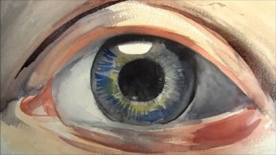 INK IT UP : Рисунок глаза акварелью в стиле реализм, в процессе