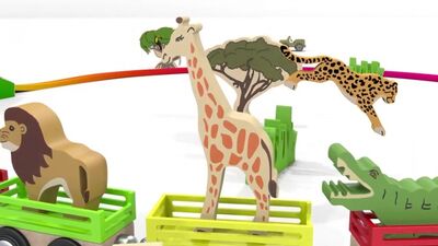 Песни для детей от 1 года. Развивающие мультики про машинки. Паровоз - зоопарк. Животные для детей кукольный театр