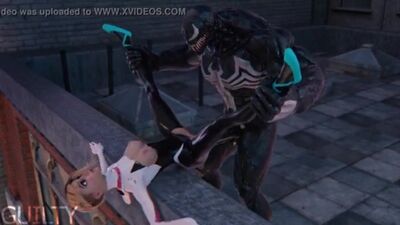 3д анимация мультяшка человек паук и веном ебутся на крыше